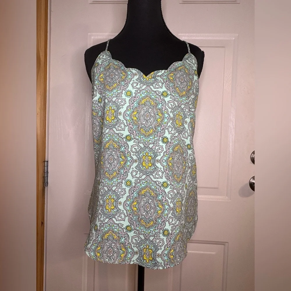 J. Crew Top Womens 2 Spaghetti Strap Racerback Colorful Lined Stretch Layering